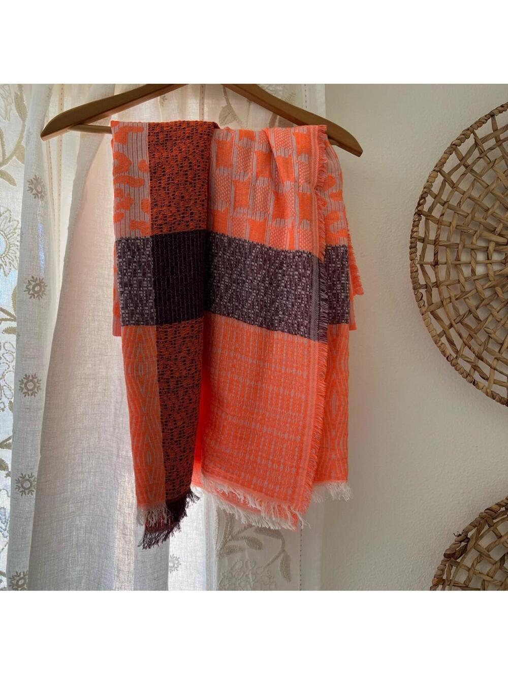 Beck Sondergaard Women's Blanket Scarf Fringe Boho Chic Euro Fall Danish Design